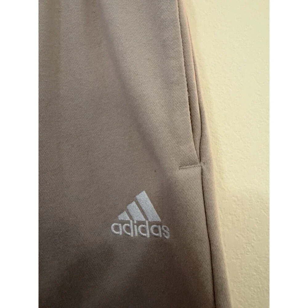 Adidas Men's XL Beige Tracksuit Set Jacket & Joggers Cotton Blend Zip Logo